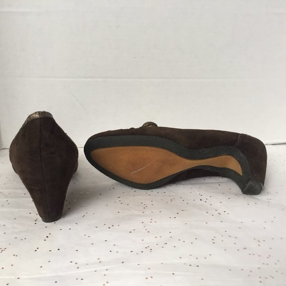 Sam Edelman Brown Suede Ruched Pump Button - 7.5 - Picture 7 of 8